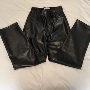 nwot black leather Abercrombie ankle straight ultra high rise